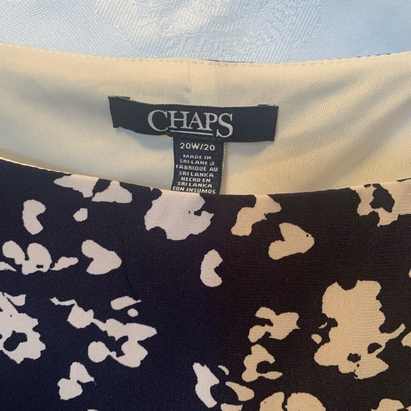 NEW Chaps Dress Women’s Size20 Navy&White Printed with Cap Sleeve with ruching - Picture 7 of 11